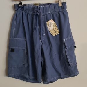 Hawaiian Authentics Swim Trunks Mebs Small Blue